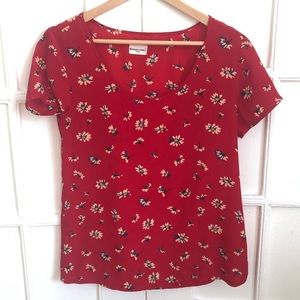 Red floral Bridge & Burn top